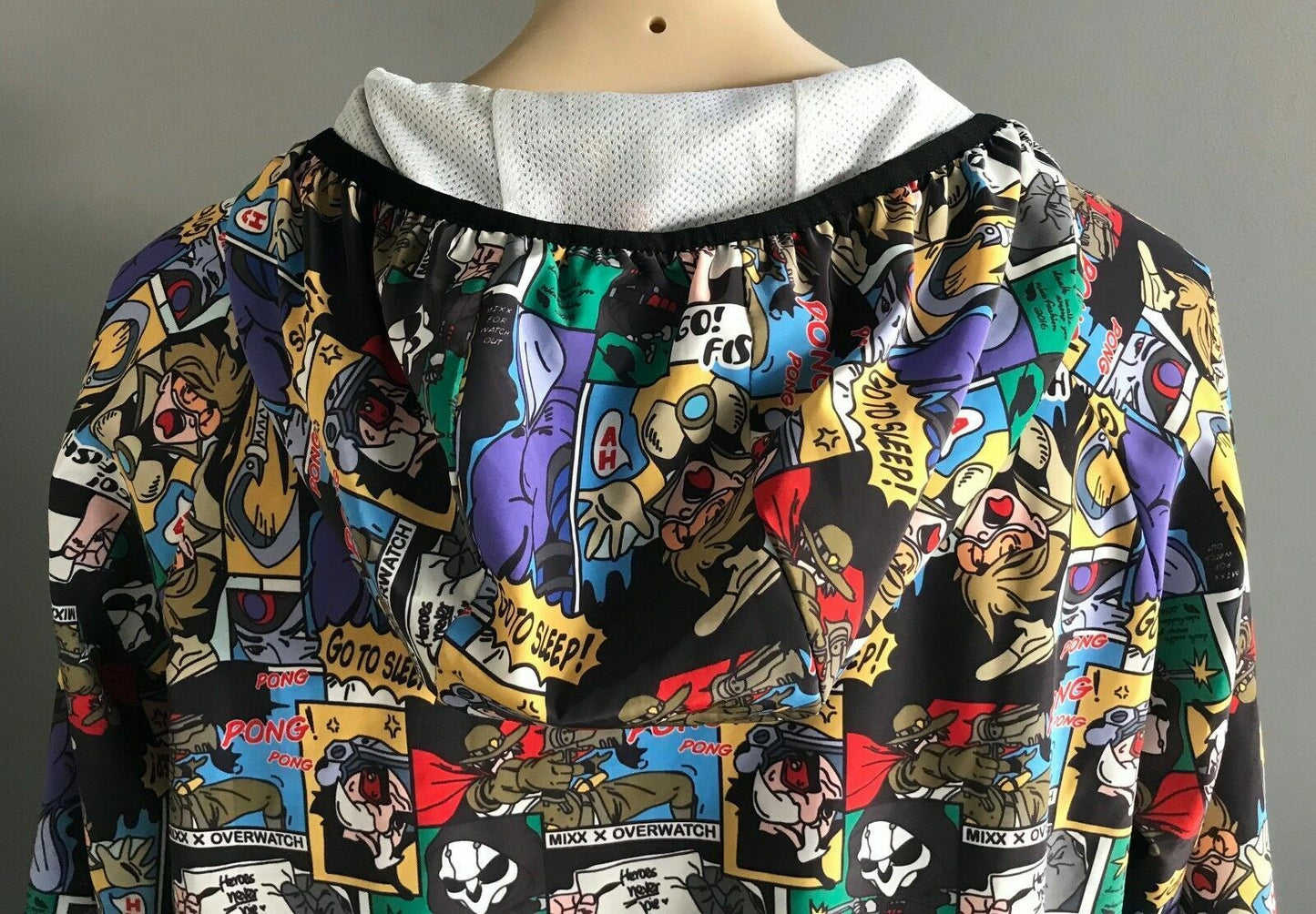 MIXX COMIC STRIP Hooded Jacket Hoodie Spray Bright MultiColoured Sz L Novelty