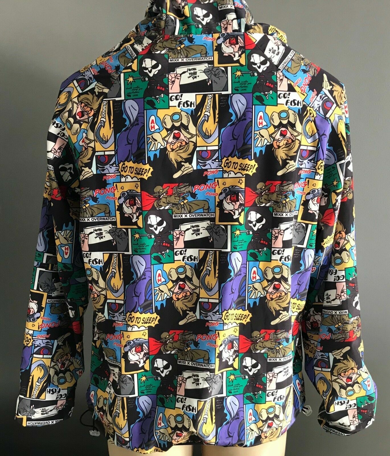 MIXX COMIC STRIP Hooded Jacket Hoodie Spray Bright MultiColoured Sz L Novelty