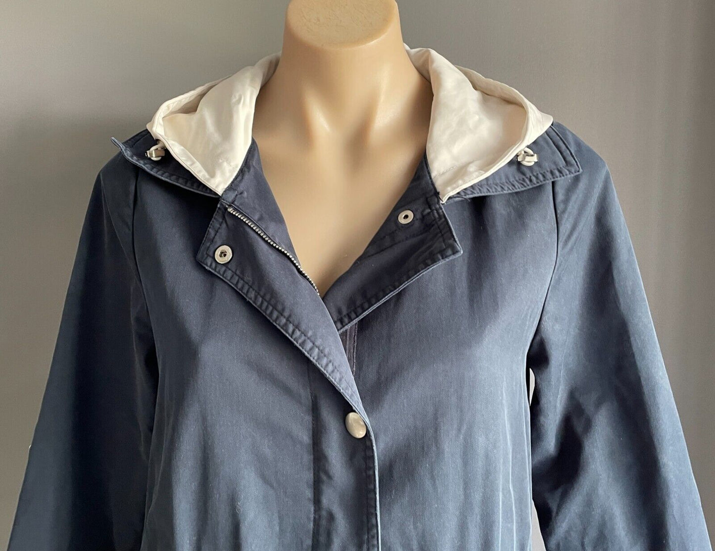 DUOYI Hooded Navy Anorak Jacket Lightweight Zip Front Long Sleeves Hoodie Size S