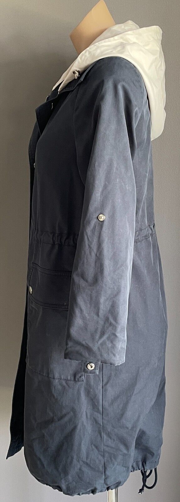 DUOYI Hooded Navy Anorak Jacket Lightweight Zip Front Long Sleeves Hoodie Size S