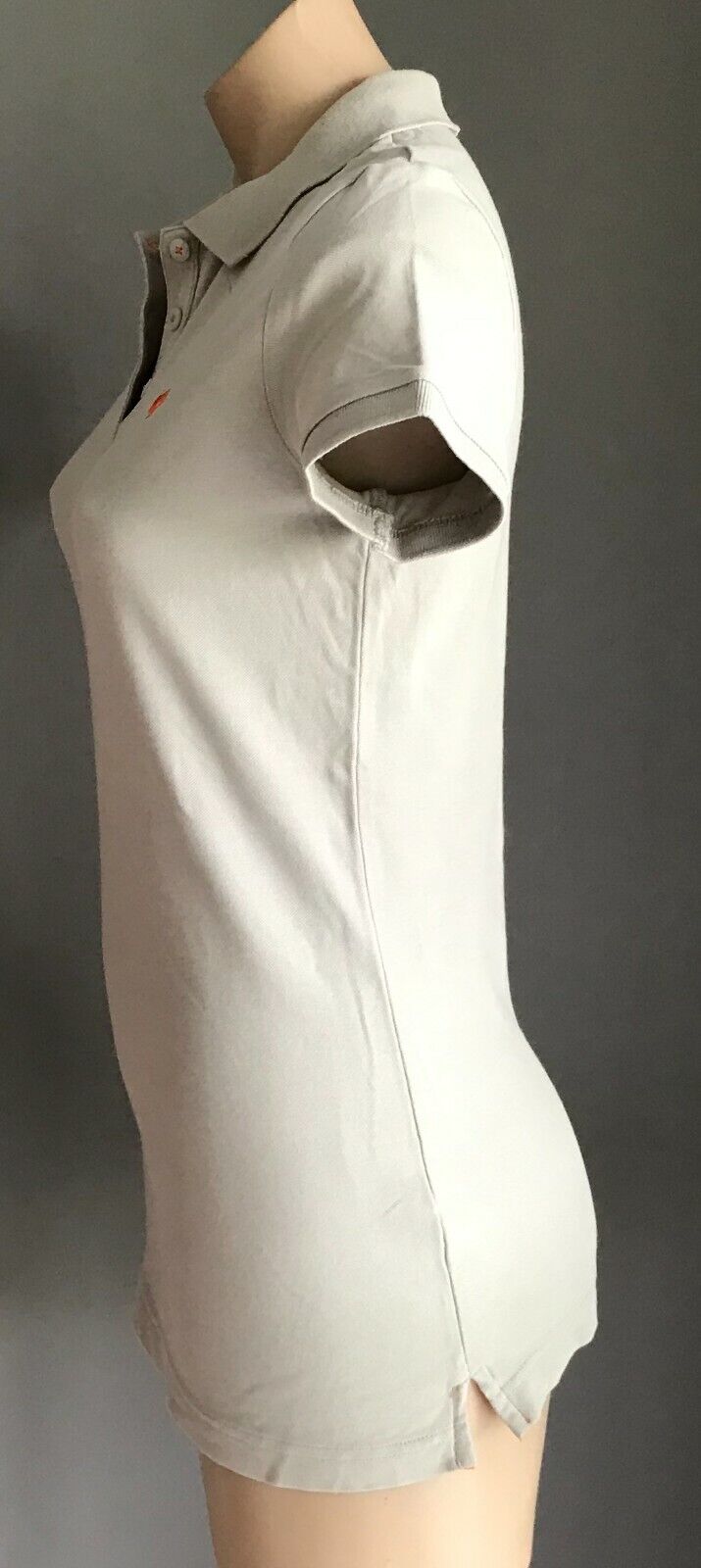 GIORDANO Frog Logo Polo Shirt Taupe Short Sleeve Stretch Button Top Size L 10 12