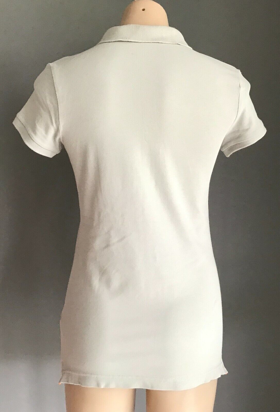 GIORDANO Frog Logo Polo Shirt Taupe Short Sleeve Stretch Button Top Size L 10 12