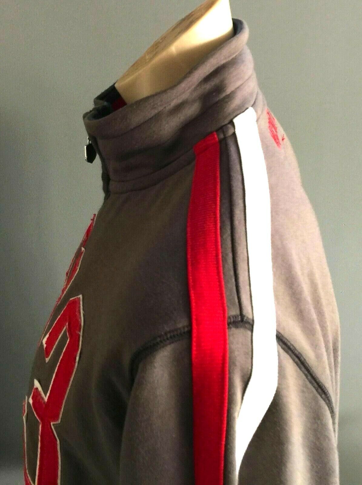 Mens 1913 Zip Jacket Grey Red & White Trim High Neck Casual Zip Windcheater Sz M