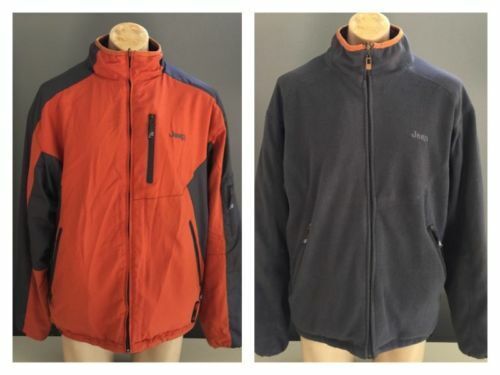 Mens JEEP Jacket Reversible Grey & Orange Zip Windcheater 2 Jackets in One 4WD