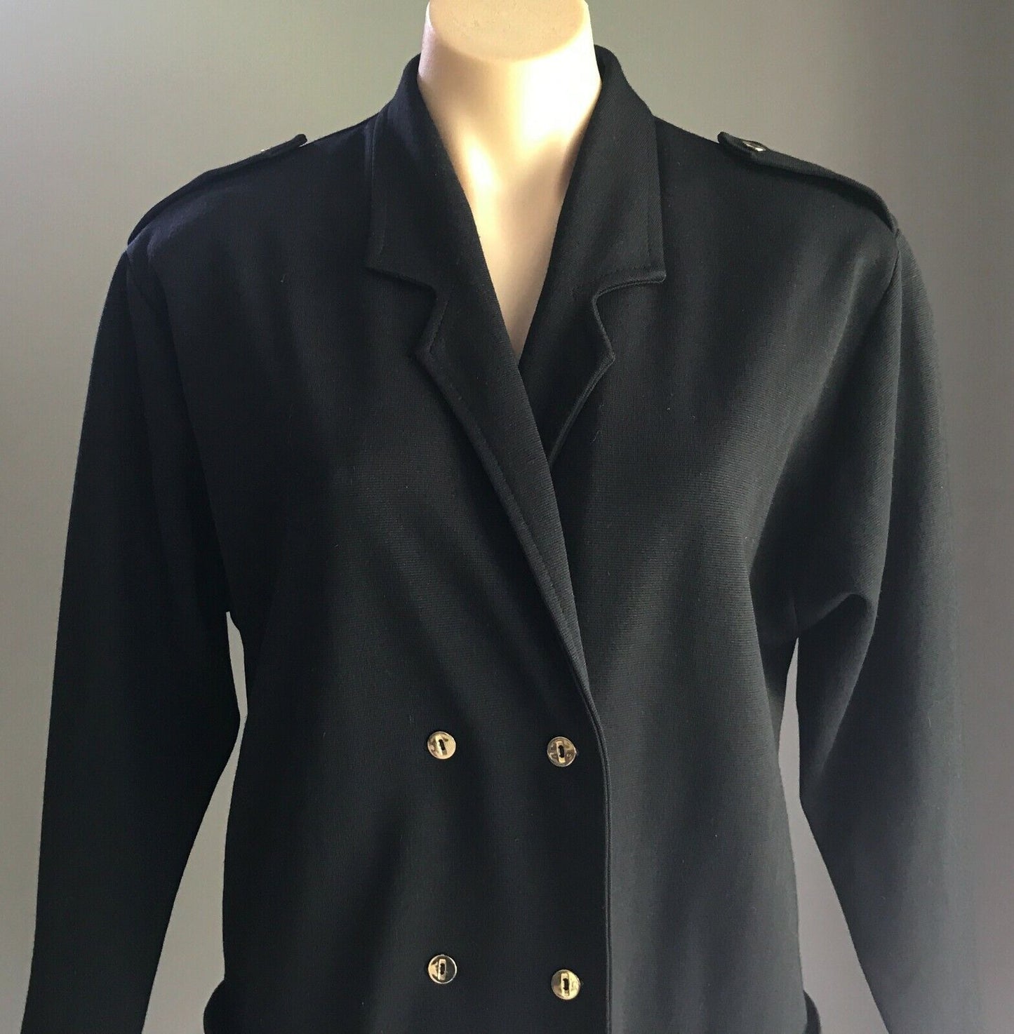 Ladies COAT Black Double Breast Long Sleeve Lightweight Button Long Jacket Sz 14