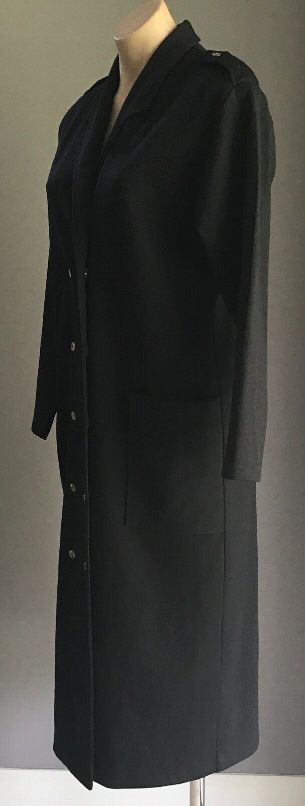 Ladies COAT Black Double Breast Long Sleeve Lightweight Button Long Jacket Sz 14