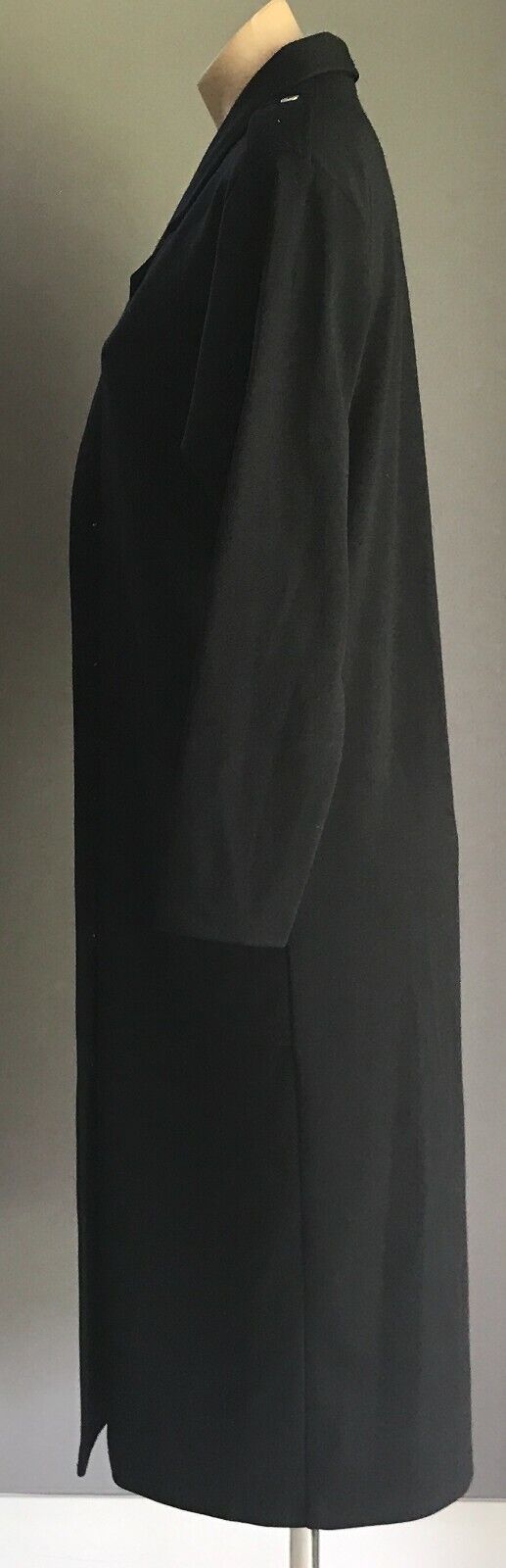 Ladies COAT Black Double Breast Long Sleeve Lightweight Button Long Jacket Sz 14