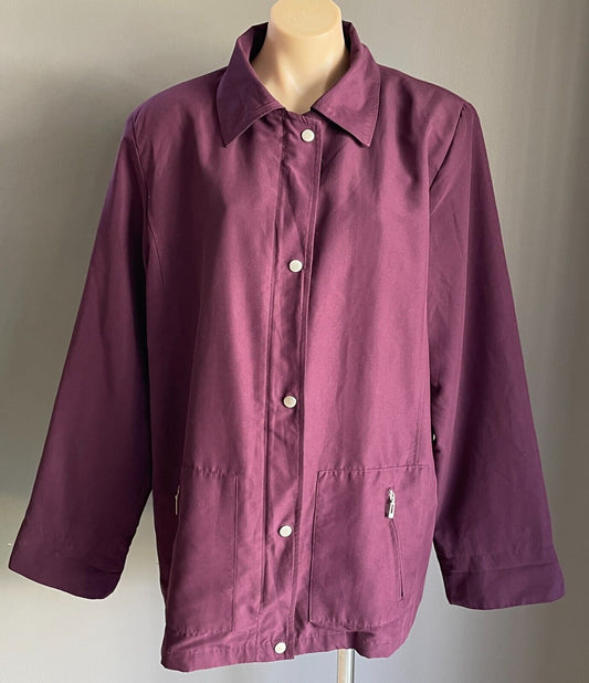 VIRGO RAINWEAR Aubergine Water Repellant Jacket Long Sleeves Full Zip Coat S 14