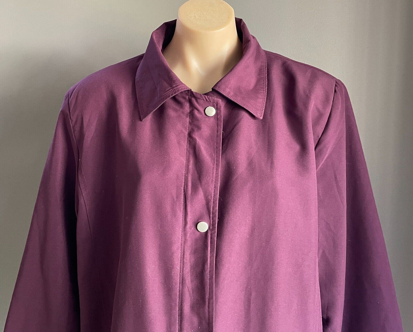 VIRGO RAINWEAR Aubergine Water Repellant Jacket Long Sleeves Full Zip Coat S 14