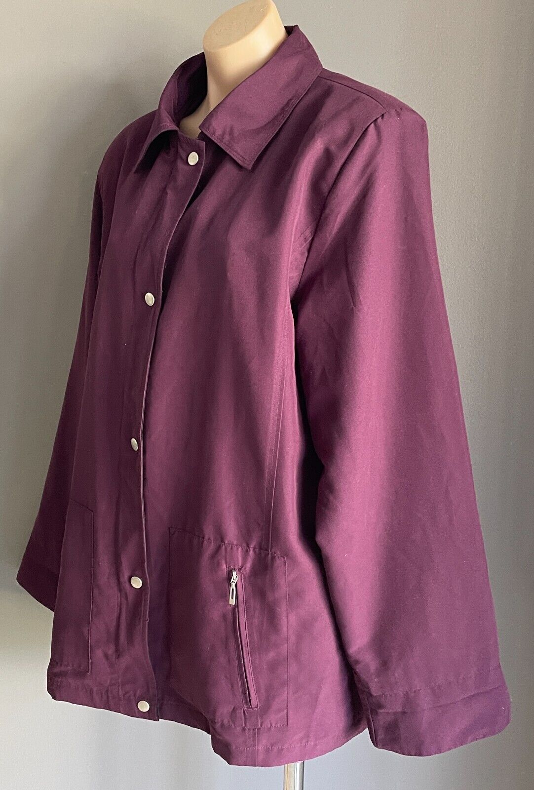 VIRGO RAINWEAR Aubergine Water Repellant Jacket Long Sleeves Full Zip Coat S 14