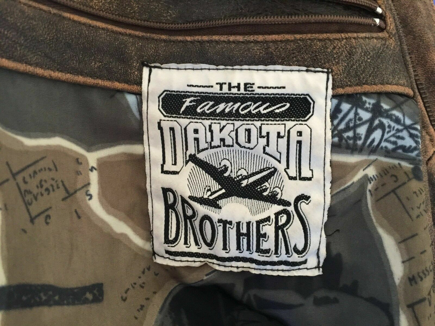 Leather Jacket DAKOTA BROS Vintage Mens 1970's Brown Sand Blasted Truckers Sz 46