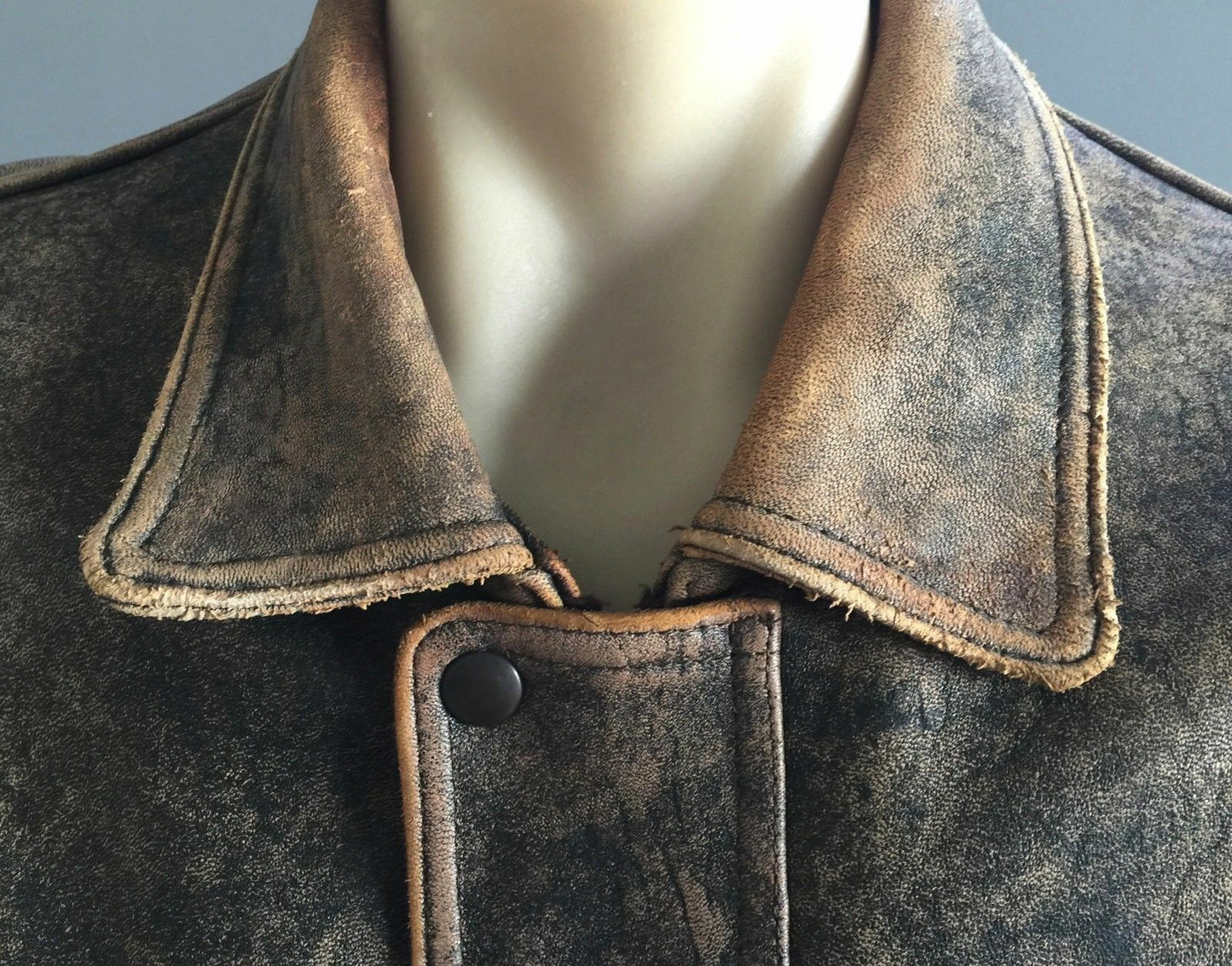 Leather Jacket DAKOTA BROS Vintage Mens 1970's Brown Sand Blasted Truckers Sz 46