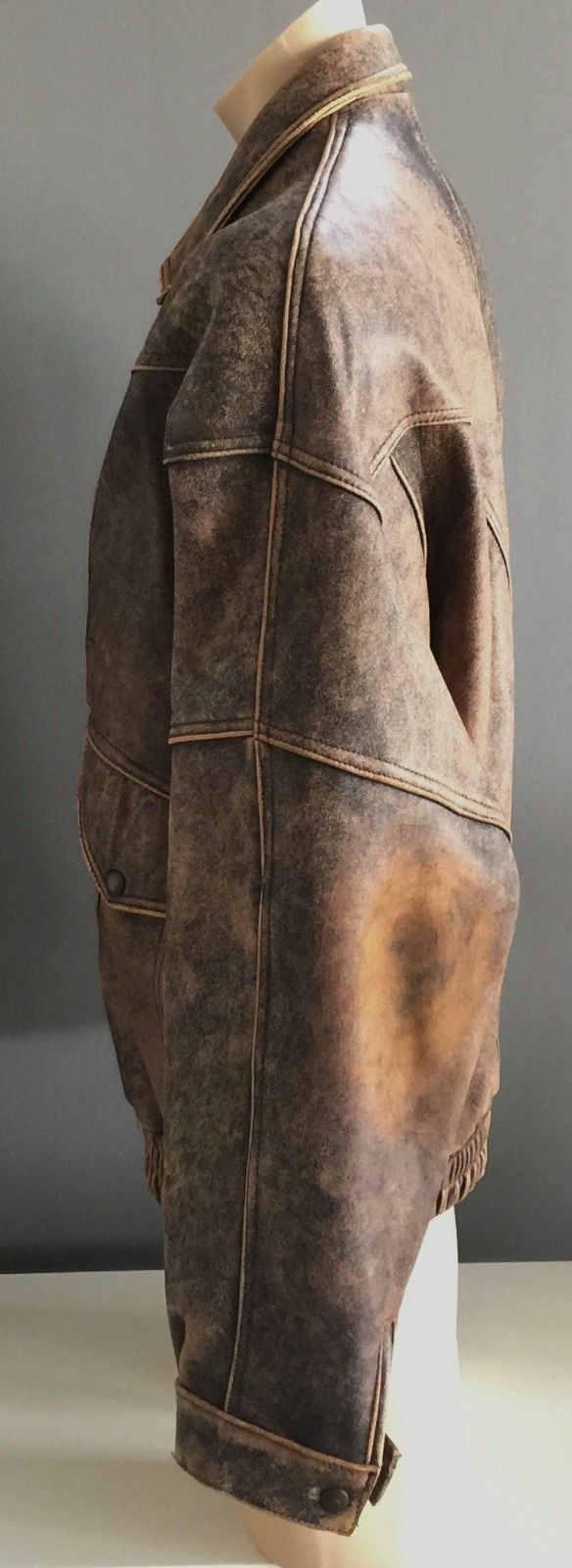 Leather Jacket DAKOTA BROS Vintage Mens 1970's Brown Sand Blasted Truckers Sz 46