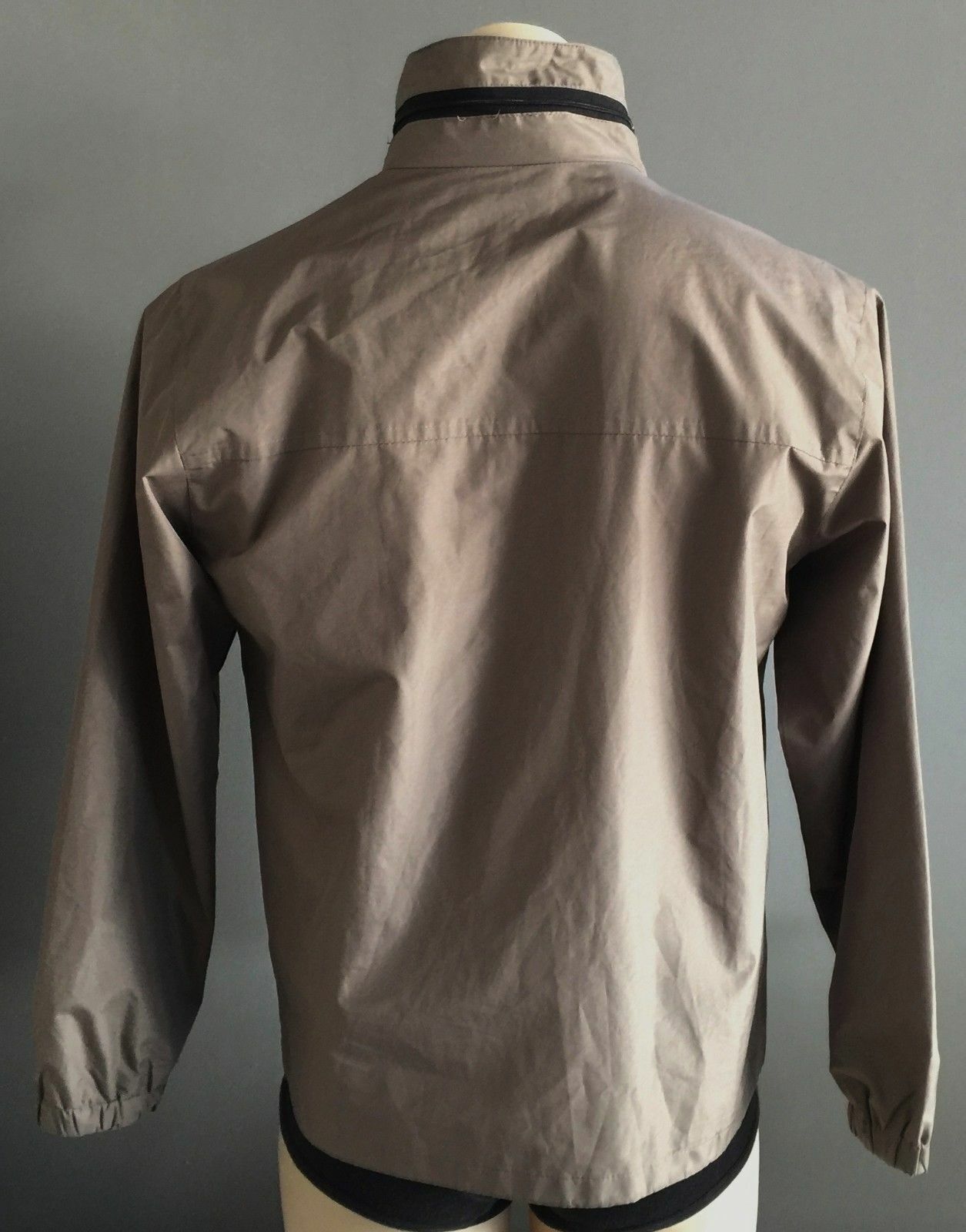 Mens ECKO UNLTD Khaki Full Zip Front Windbreaker Jacket Retro Windcheater Size L