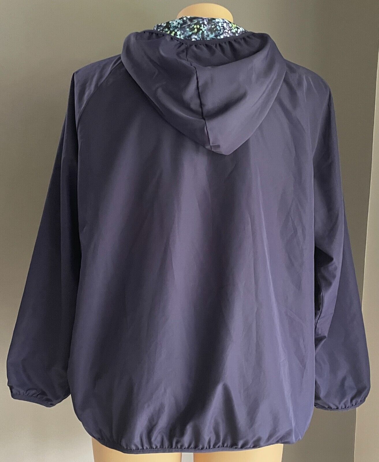 Reversible Wind Breaker Jacket Hoodie Lightweight Size 18 Purple Blue Green Navy