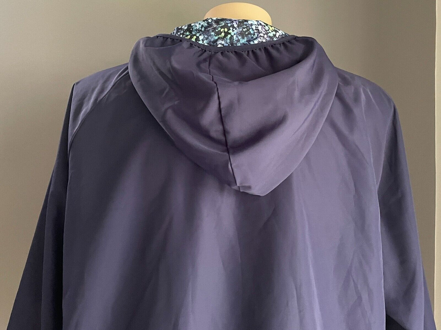 Reversible Wind Breaker Jacket Hoodie Lightweight Size 18 Purple Blue Green Navy