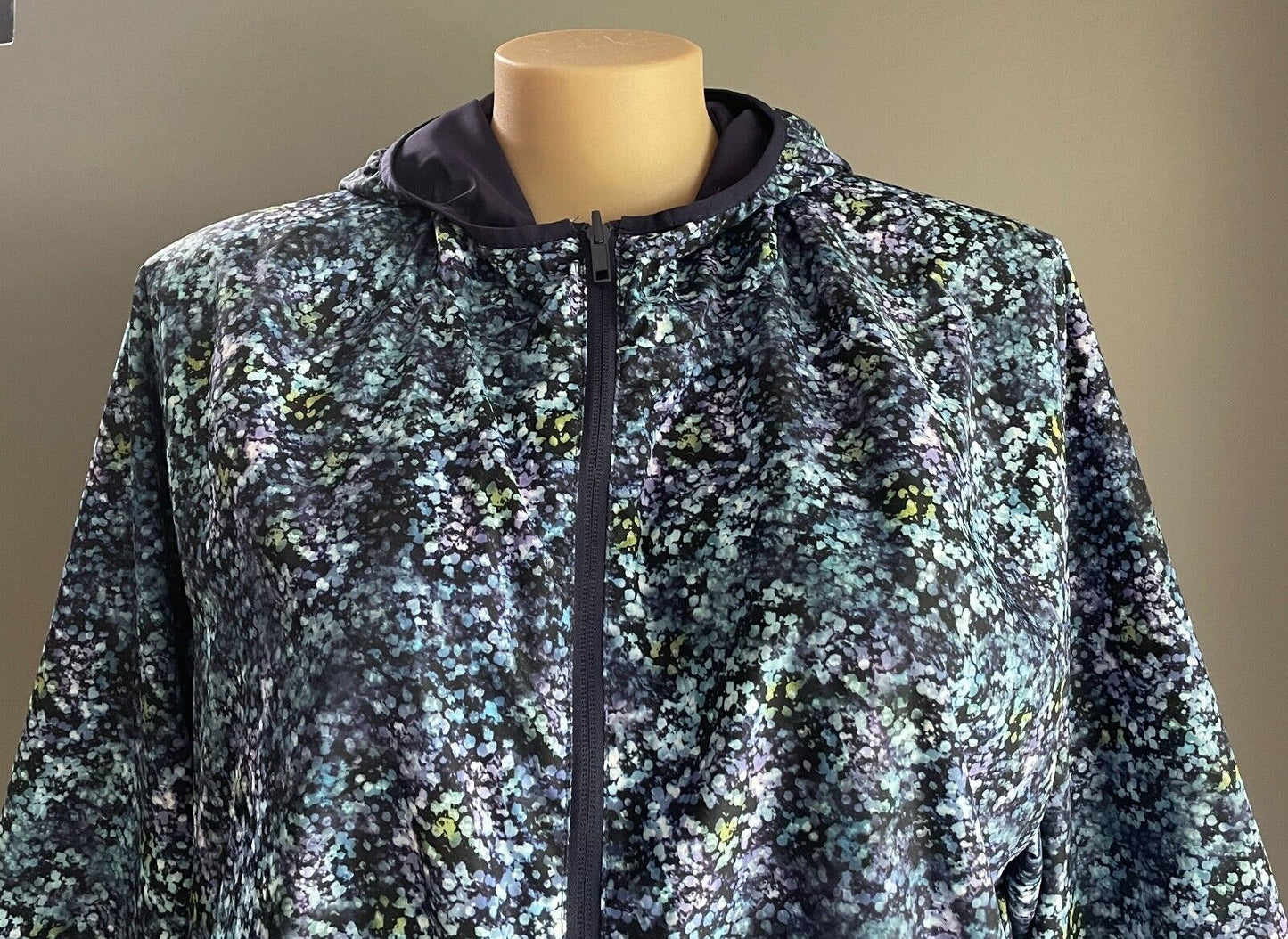 Reversible Wind Breaker Jacket Hoodie Lightweight Size 18 Purple Blue Green Navy