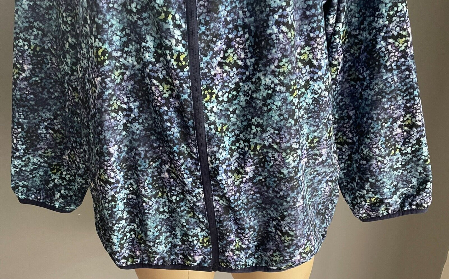 Reversible Wind Breaker Jacket Hoodie Lightweight Size 18 Purple Blue Green Navy