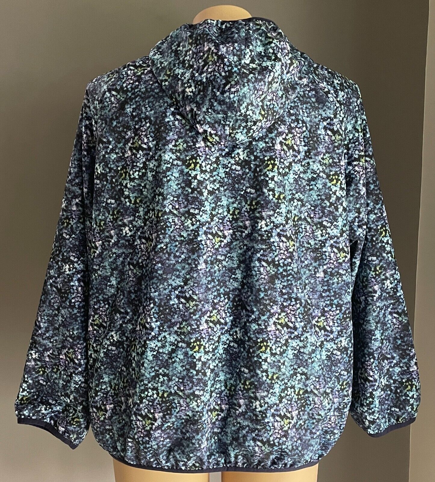 Reversible Wind Breaker Jacket Hoodie Lightweight Size 18 Purple Blue Green Navy