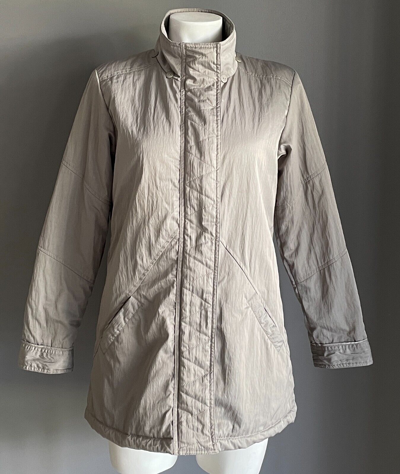 BLACK PEPPER Zip Front Jacket Mushroom Lightly Padded Long Sleeve Coat Size 8