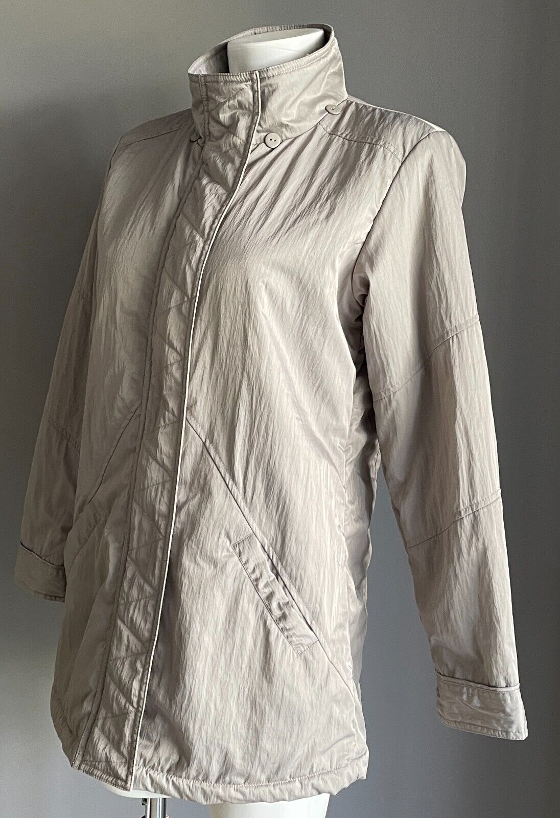 BLACK PEPPER Zip Front Jacket Mushroom Lightly Padded Long Sleeve Coat Size 8