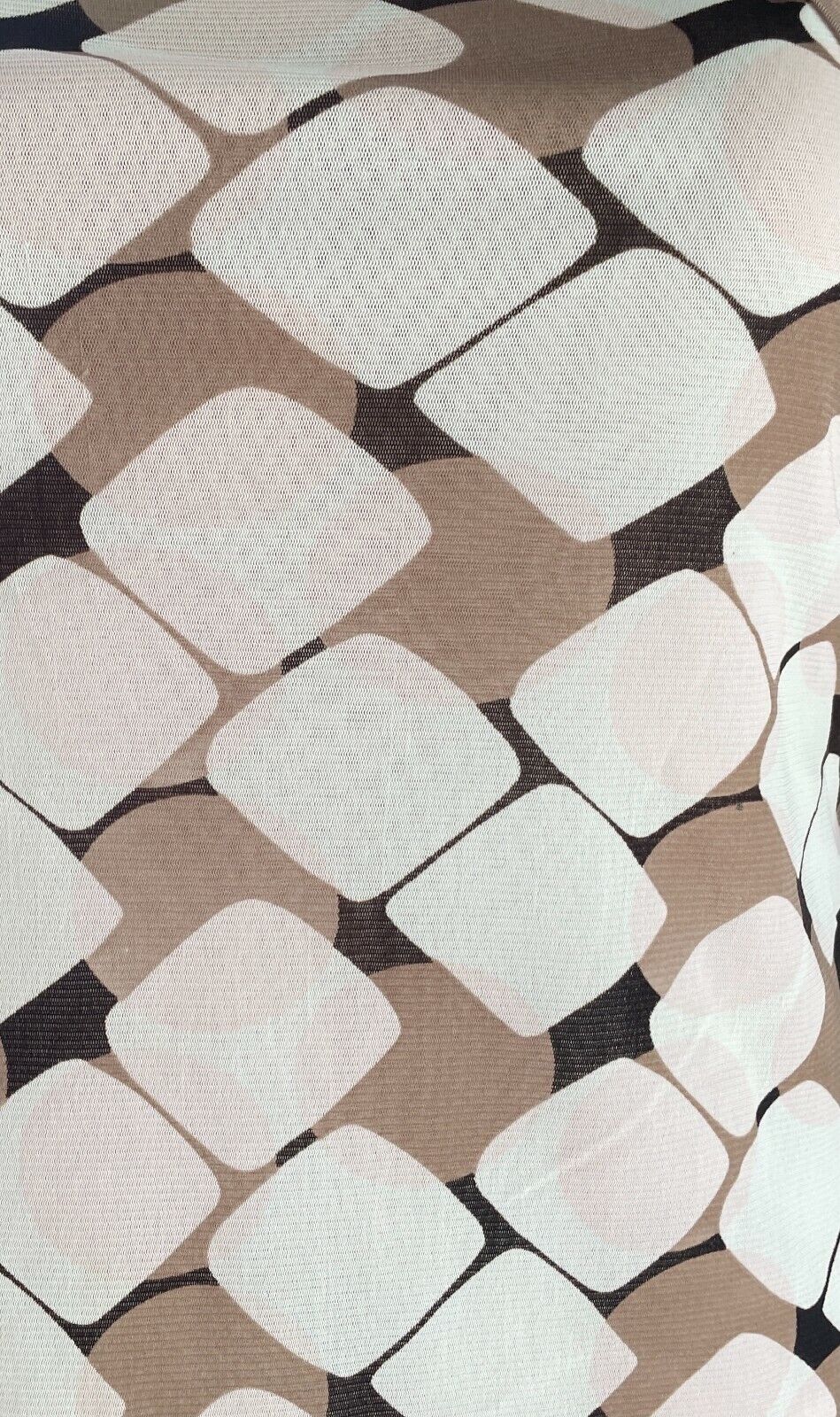 WOMBAT Top Brown Off White Pink Geo Print Stretch Net 3/4 Sleeve Twofer Sz XXL