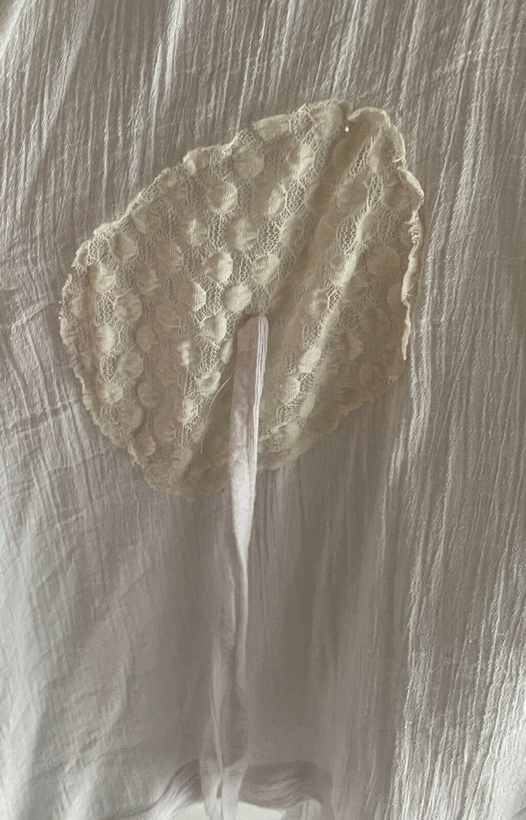 QUELQUE Lace Top White Cuffed Short Sleeve Blouse w Asymmetric Hem Ladies Sz 18