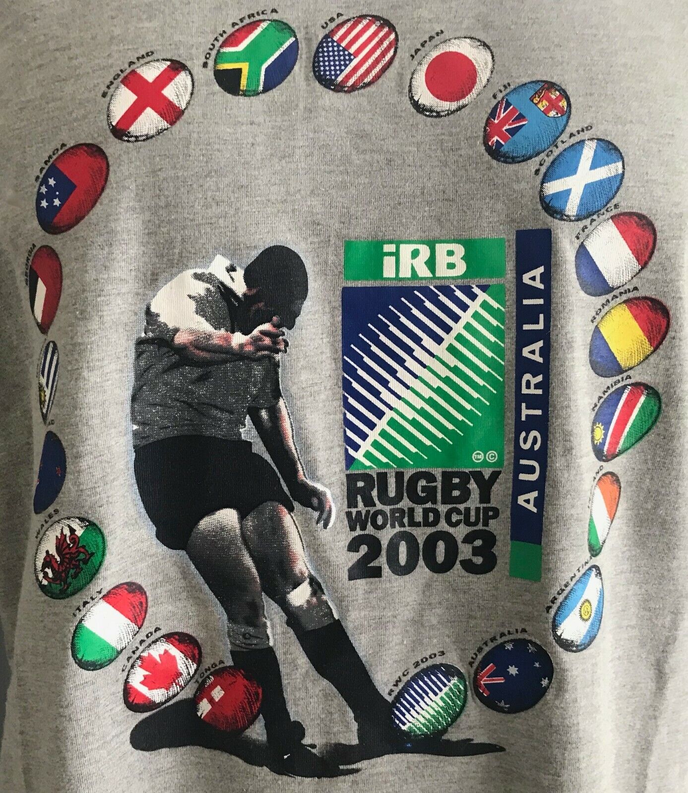 RUGBY WORLD CUP 2003 Grey Short Sleeve Souvenir T-Shirt Size XXXL Chest 120cm