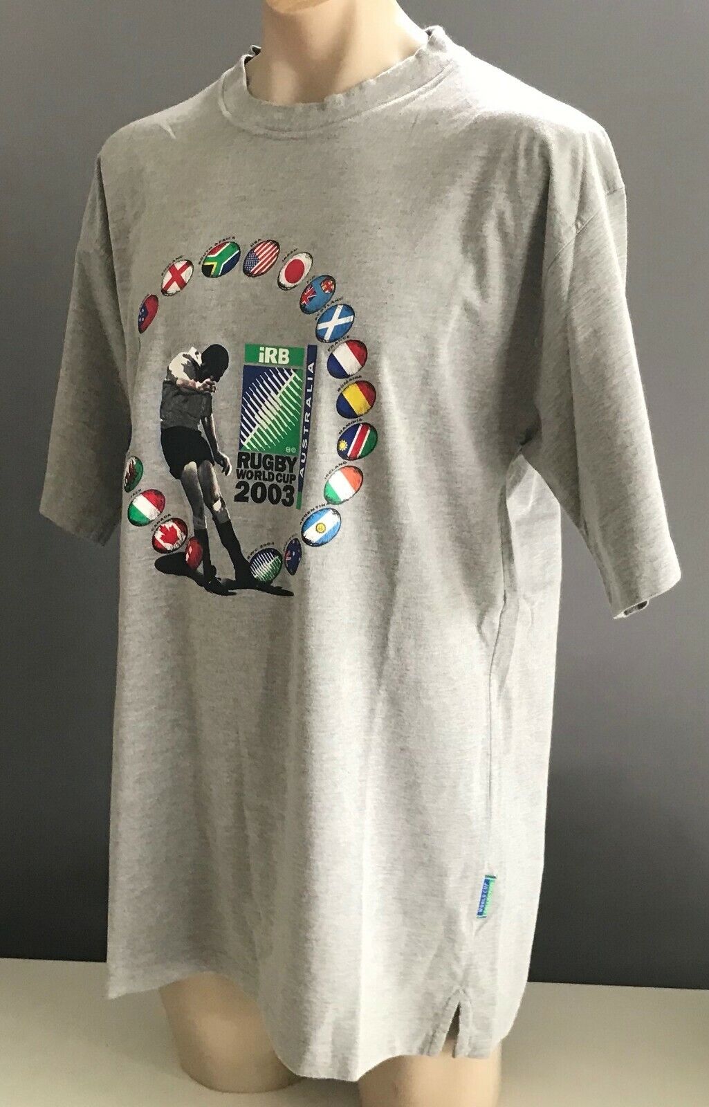 RUGBY WORLD CUP 2003 Grey Short Sleeve Souvenir T-Shirt Size XXXL Chest 120cm
