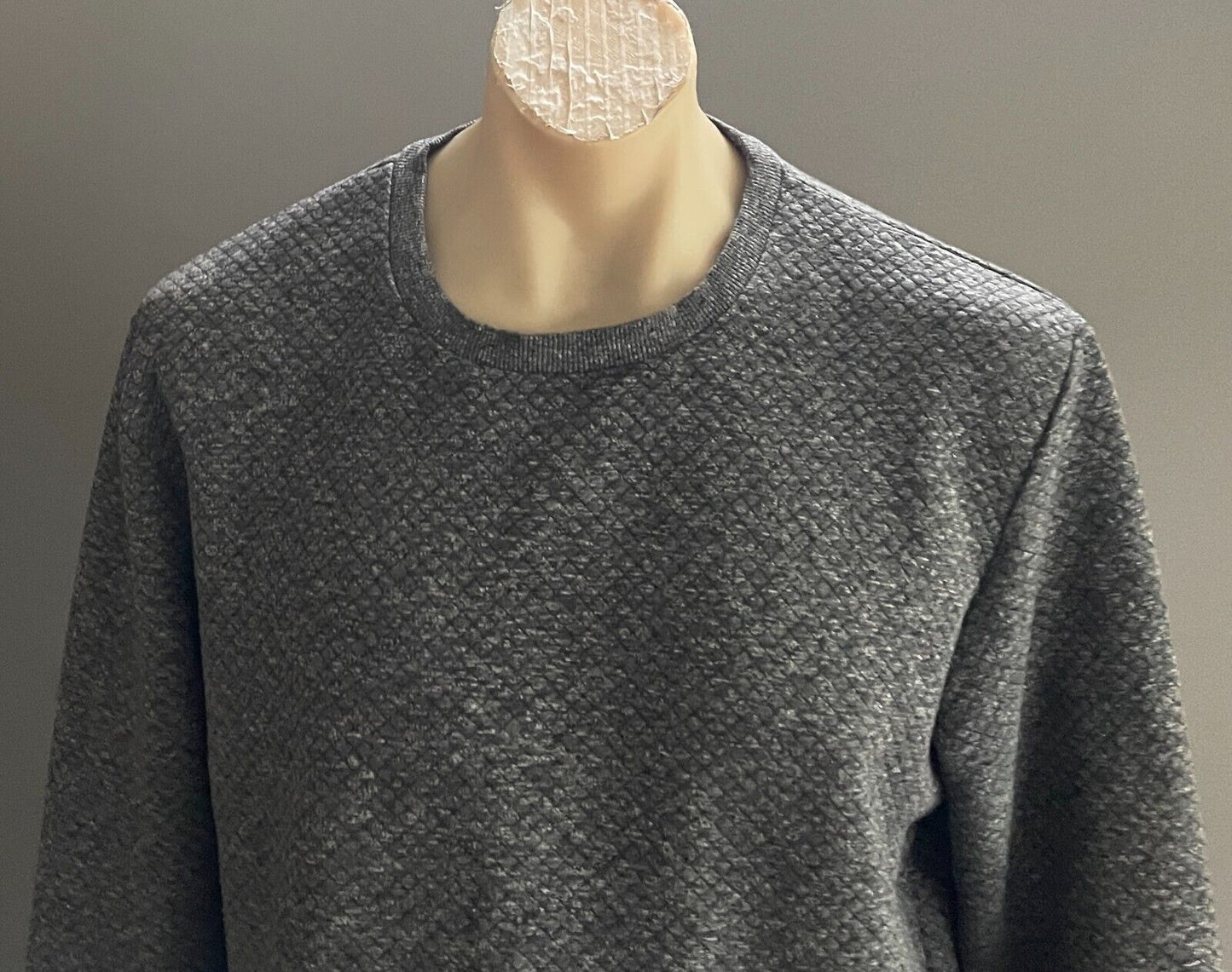 PREMIUM JACK & JONES Grey Marl Long Sleeve Sweater KNIT XL Diamond Print Crew