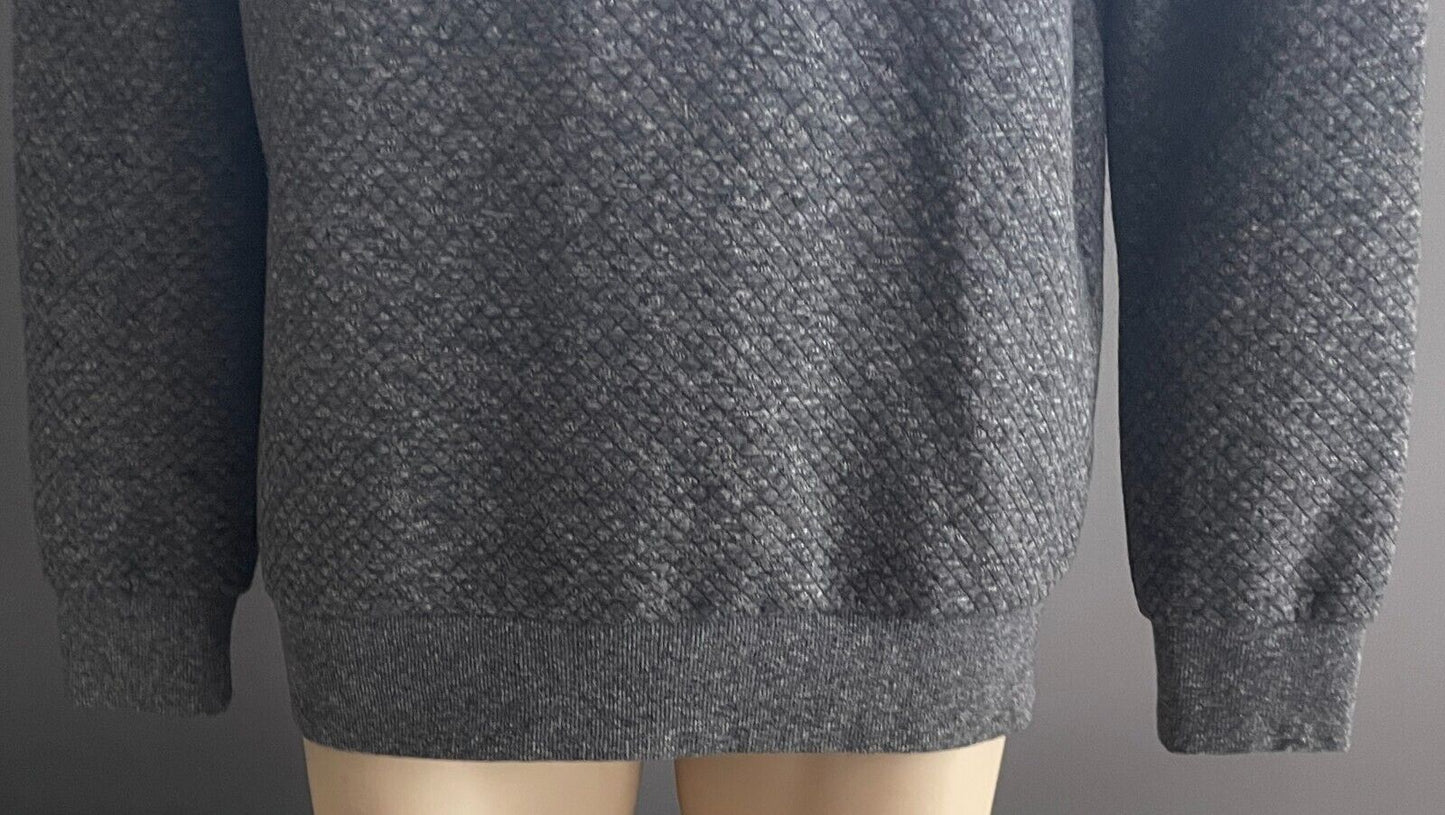 PREMIUM JACK & JONES Grey Marl Long Sleeve Sweater KNIT XL Diamond Print Crew