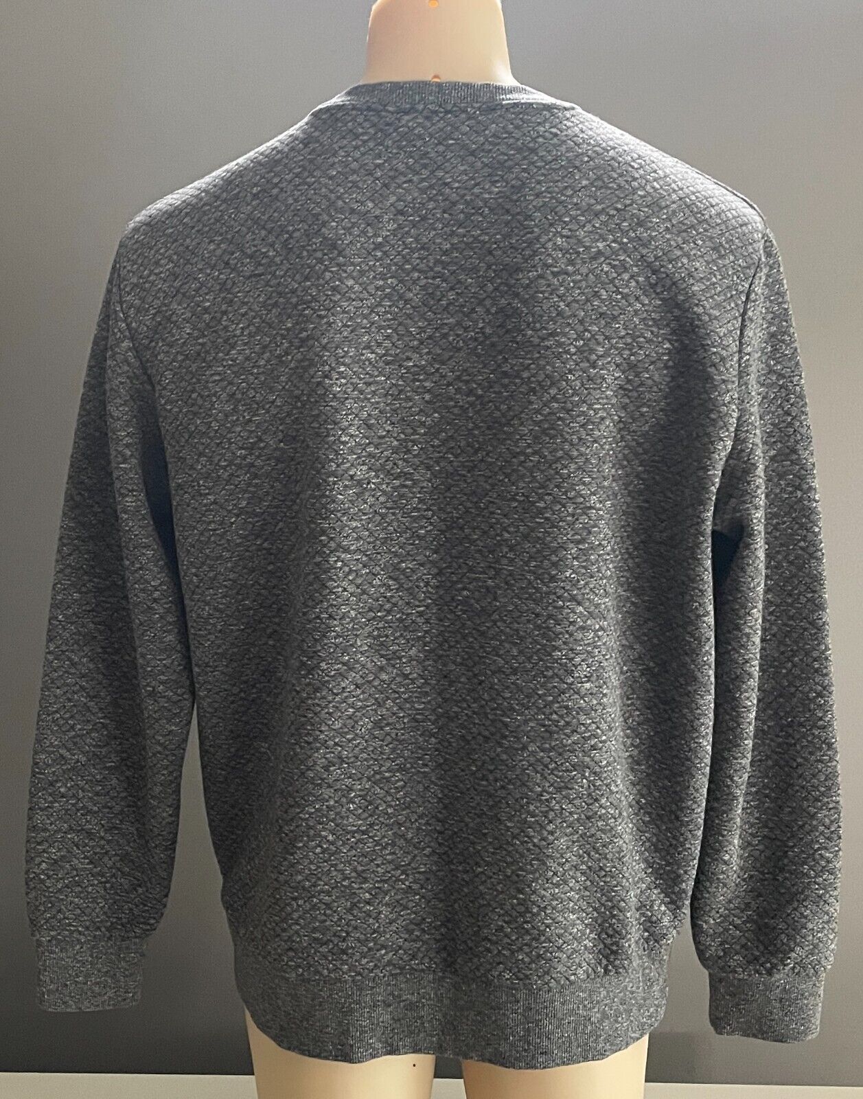 PREMIUM JACK & JONES Grey Marl Long Sleeve Sweater KNIT XL Diamond Print Crew