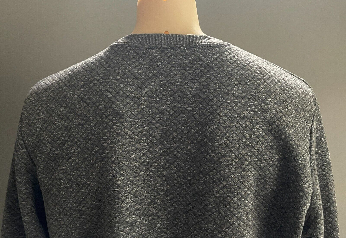 PREMIUM JACK & JONES Grey Marl Long Sleeve Sweater KNIT XL Diamond Print Crew