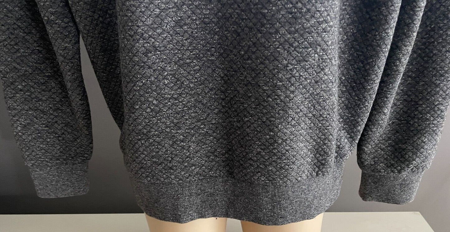 PREMIUM JACK & JONES Grey Marl Long Sleeve Sweater KNIT XL Diamond Print Crew