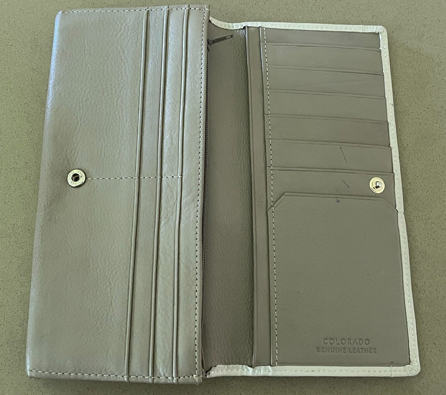 COLORADO Wallet Leather Bi-Fold Black Beige Taupe Purse Card Slots Zip Pocket