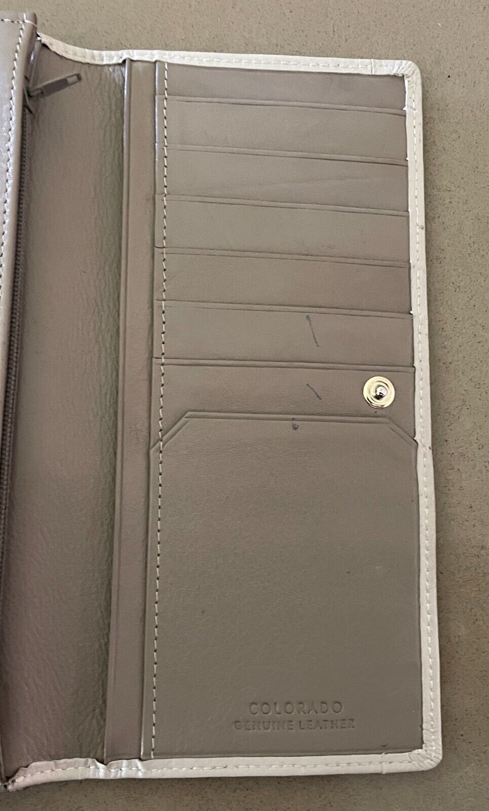 COLORADO Wallet Leather Bi-Fold Black Beige Taupe Purse Card Slots Zip Pocket