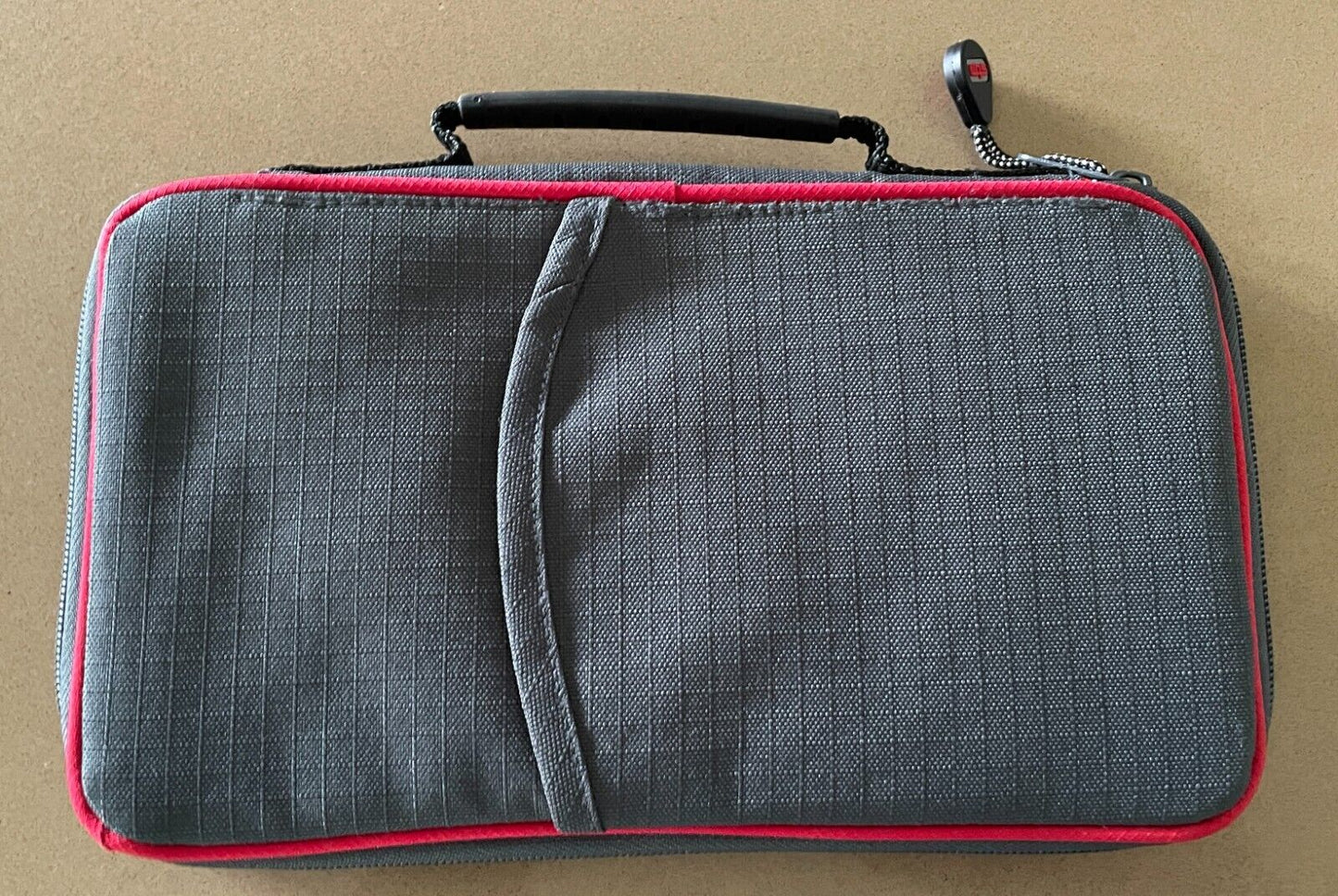 Grey & Red Trim Travel Wallet Top Handle Zip Around Lots of Card Slots & Pockets