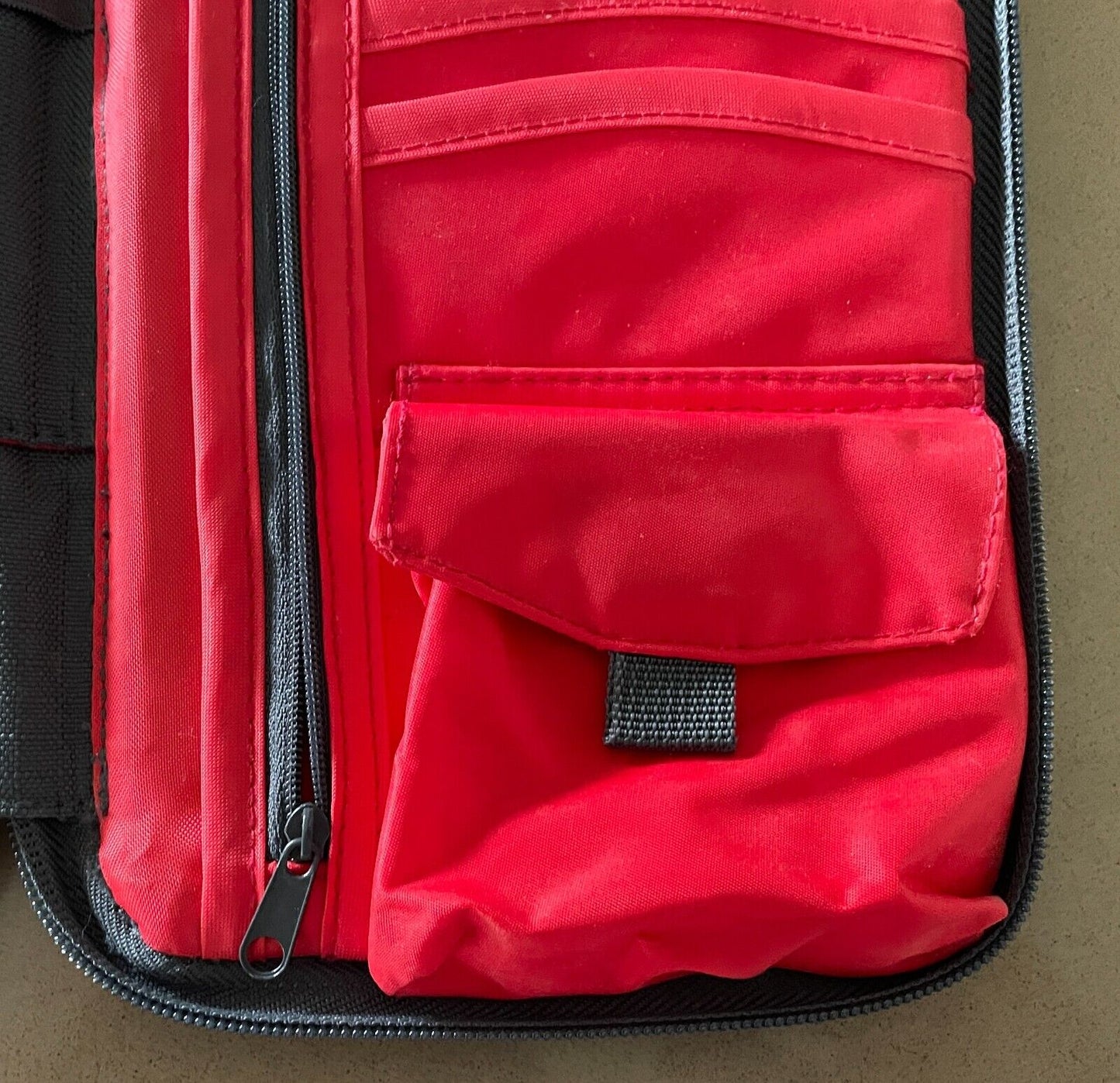 Grey & Red Trim Travel Wallet Top Handle Zip Around Lots of Card Slots & Pockets