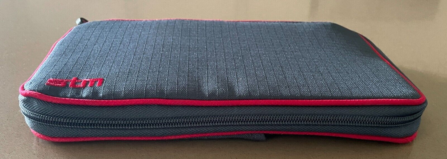 Grey & Red Trim Travel Wallet Top Handle Zip Around Lots of Card Slots & Pockets