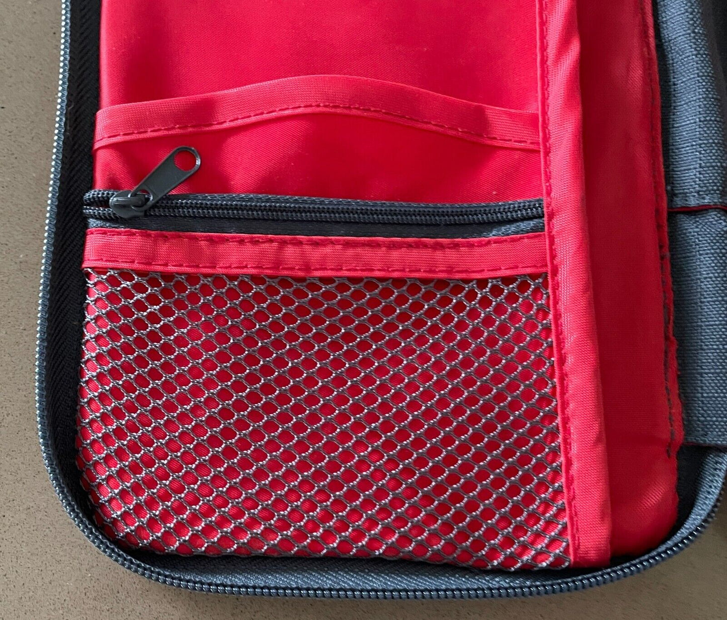 Grey & Red Trim Travel Wallet Top Handle Zip Around Lots of Card Slots & Pockets