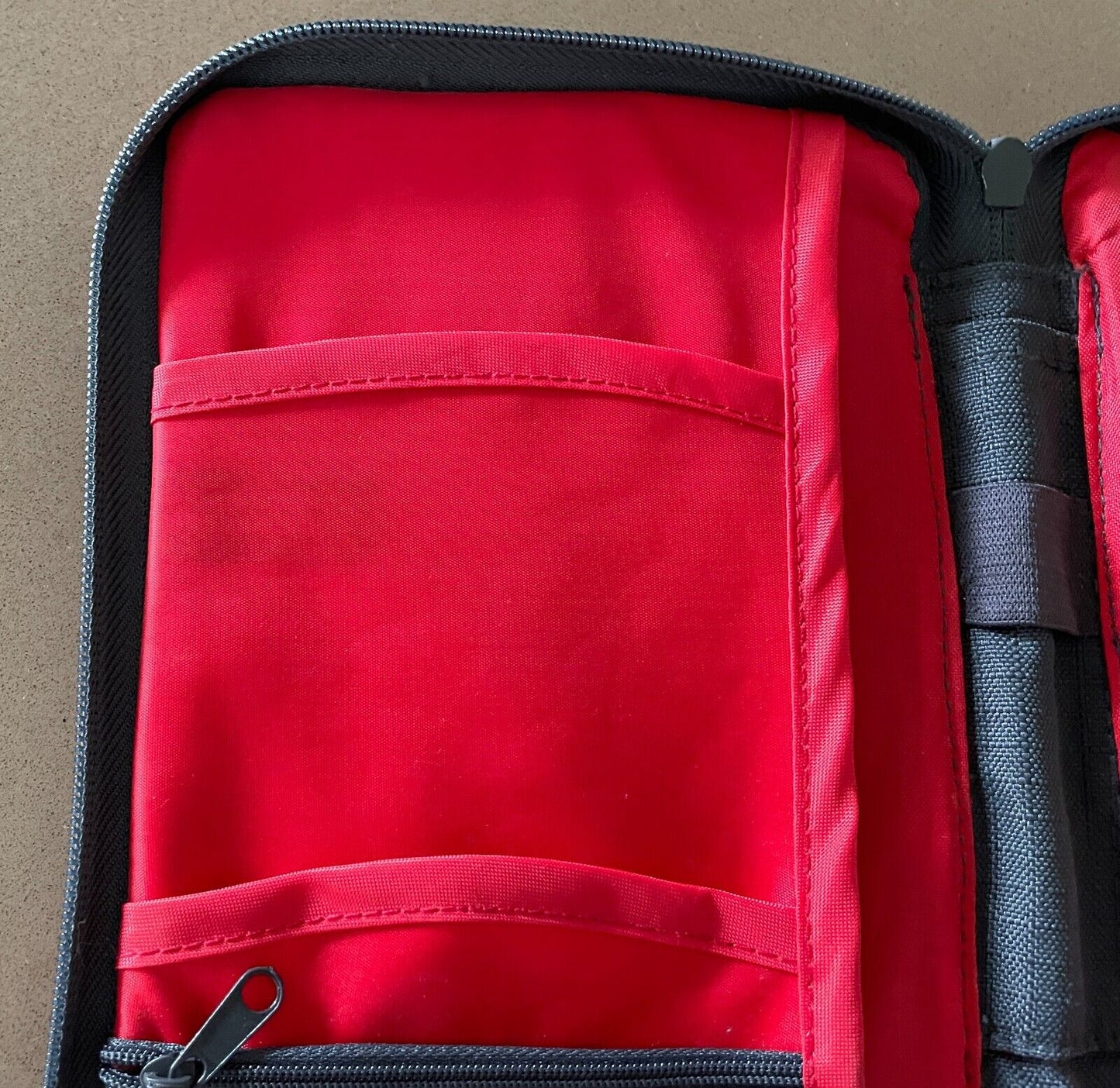 Grey & Red Trim Travel Wallet Top Handle Zip Around Lots of Card Slots & Pockets