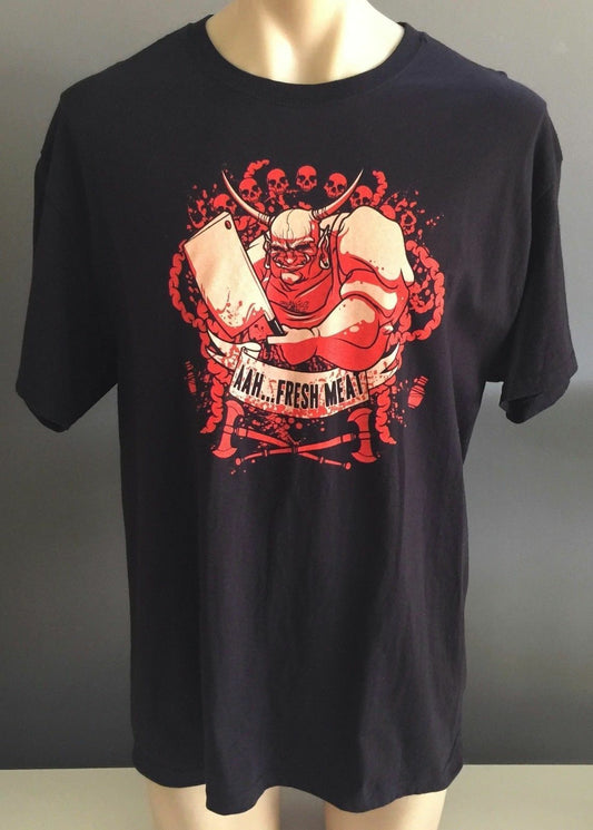 DIABLO 3 "Scrojo Butcher" T-shirt  FRESH MEAT Black & Red Tee Top Mens Size XL