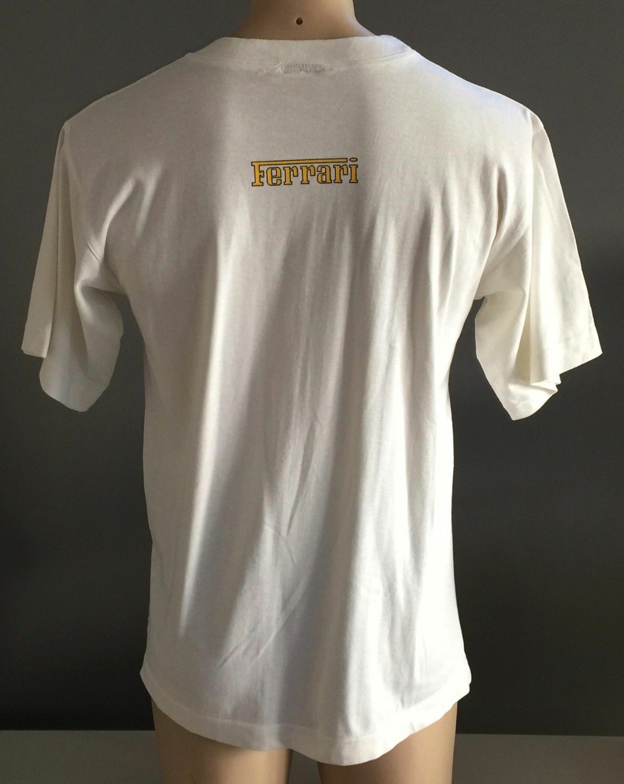 Licensed FERRARI T Shirt White Short Sleeve w Logo Print Mens Tee S Authentic