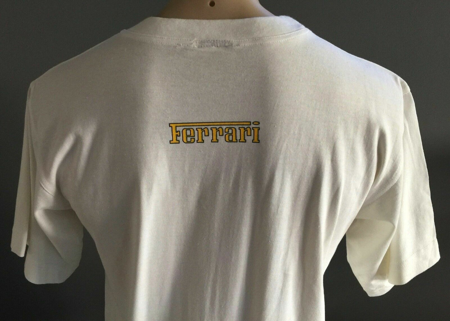 Licensed FERRARI T Shirt White Short Sleeve w Logo Print Mens Tee S Authentic