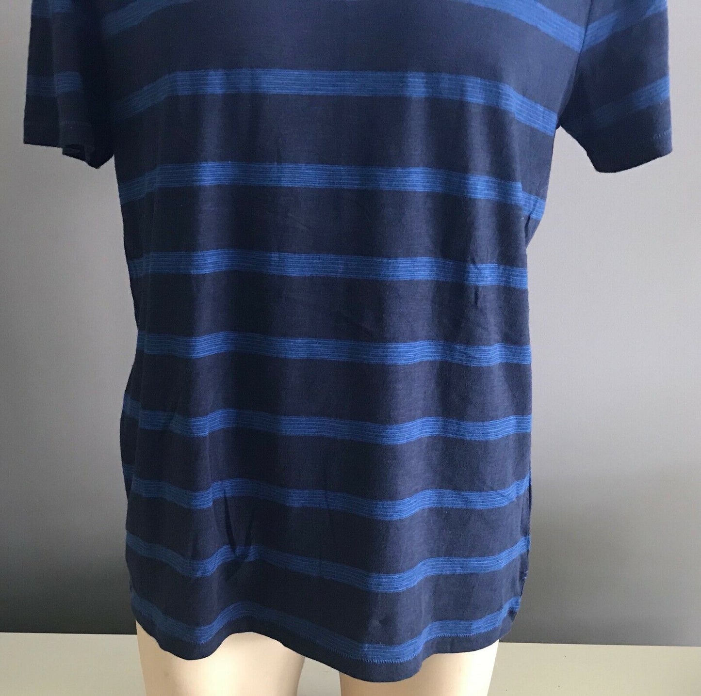 JAG T-Shirt Blue & Black "Slub Stripe" Short Sleeve Mens Size L Tee Shirt NEW