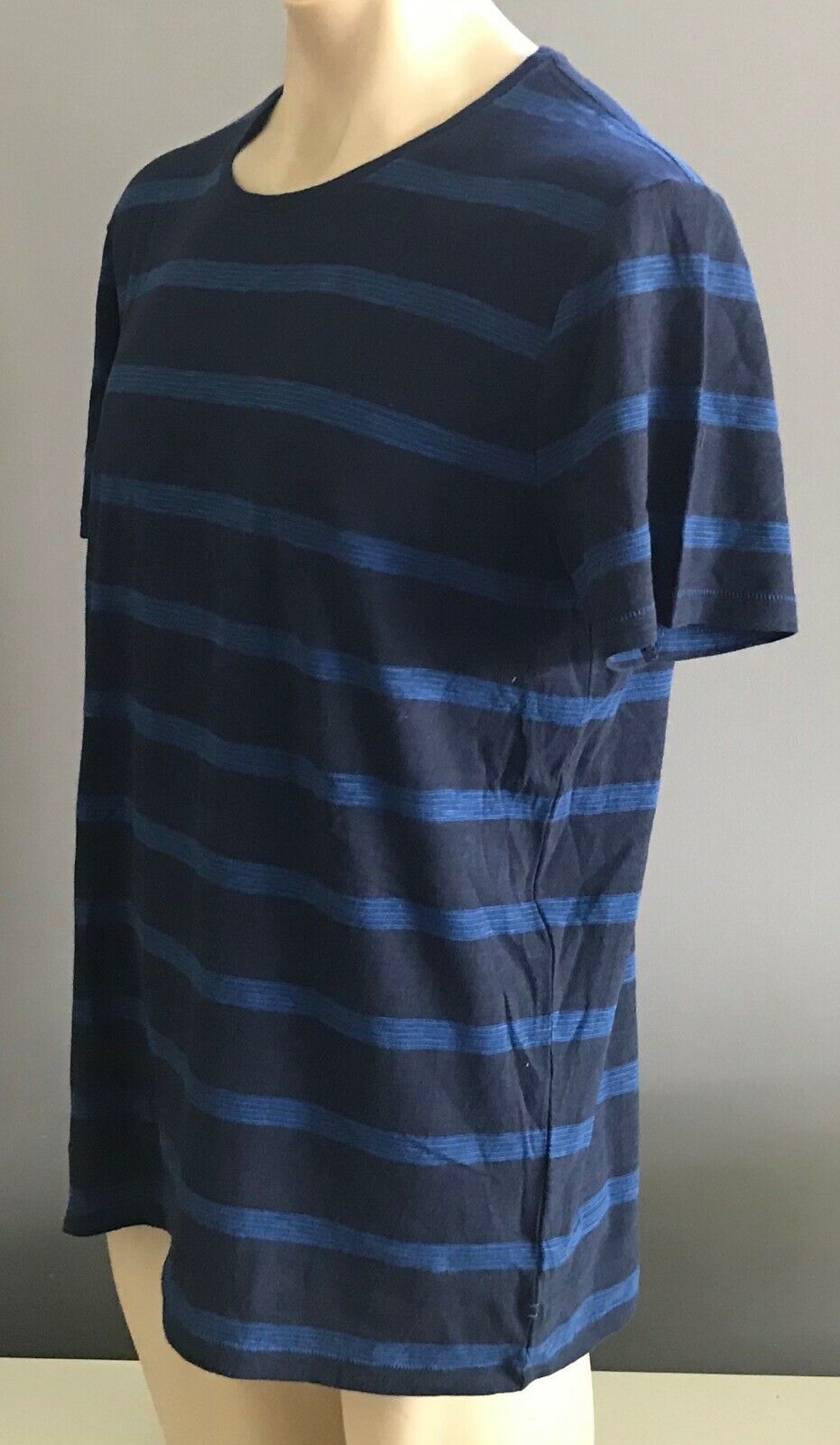 JAG T-Shirt Blue & Black "Slub Stripe" Short Sleeve Mens Size L Tee Shirt NEW
