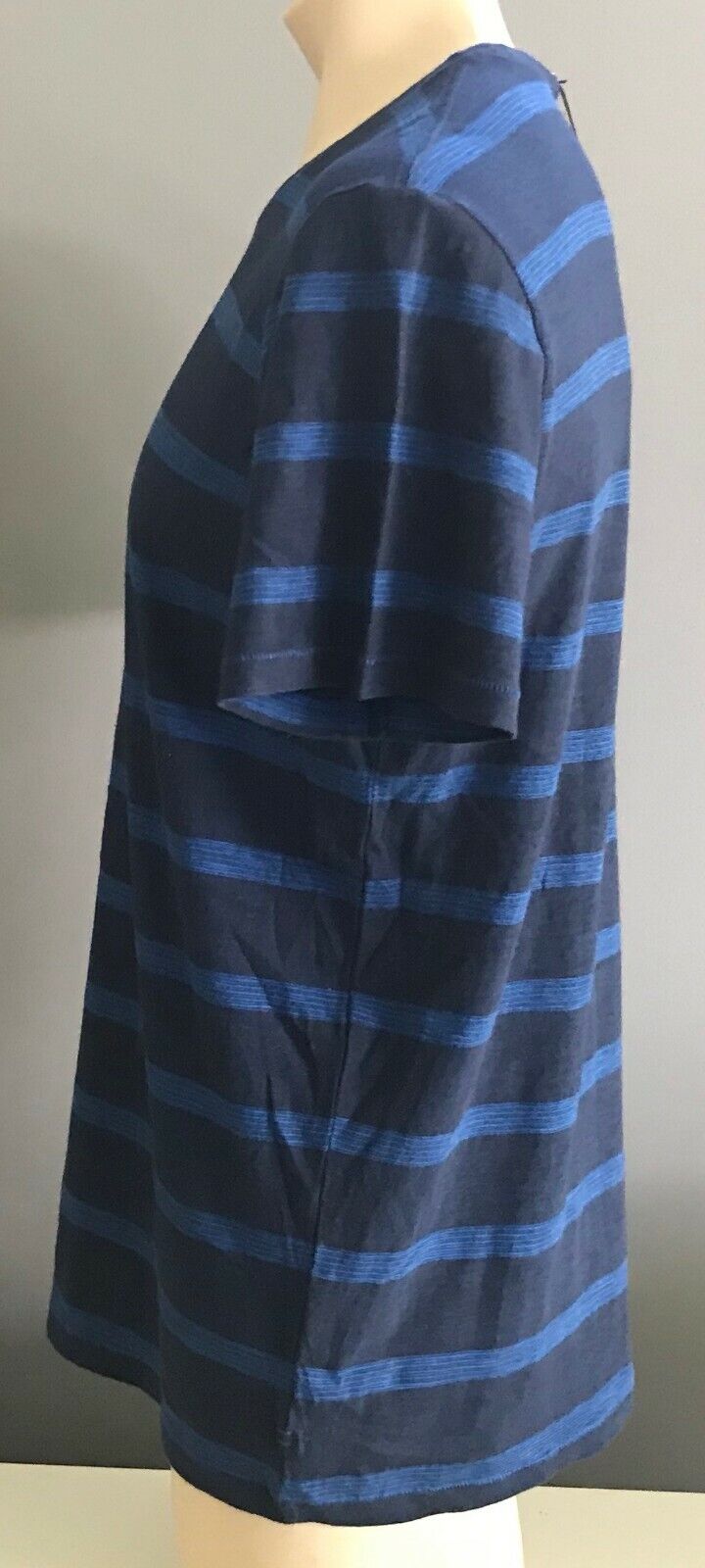 JAG T-Shirt Blue & Black "Slub Stripe" Short Sleeve Mens Size L Tee Shirt NEW