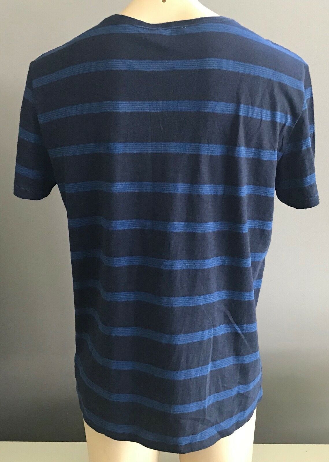 JAG T-Shirt Blue & Black "Slub Stripe" Short Sleeve Mens Size L Tee Shirt NEW