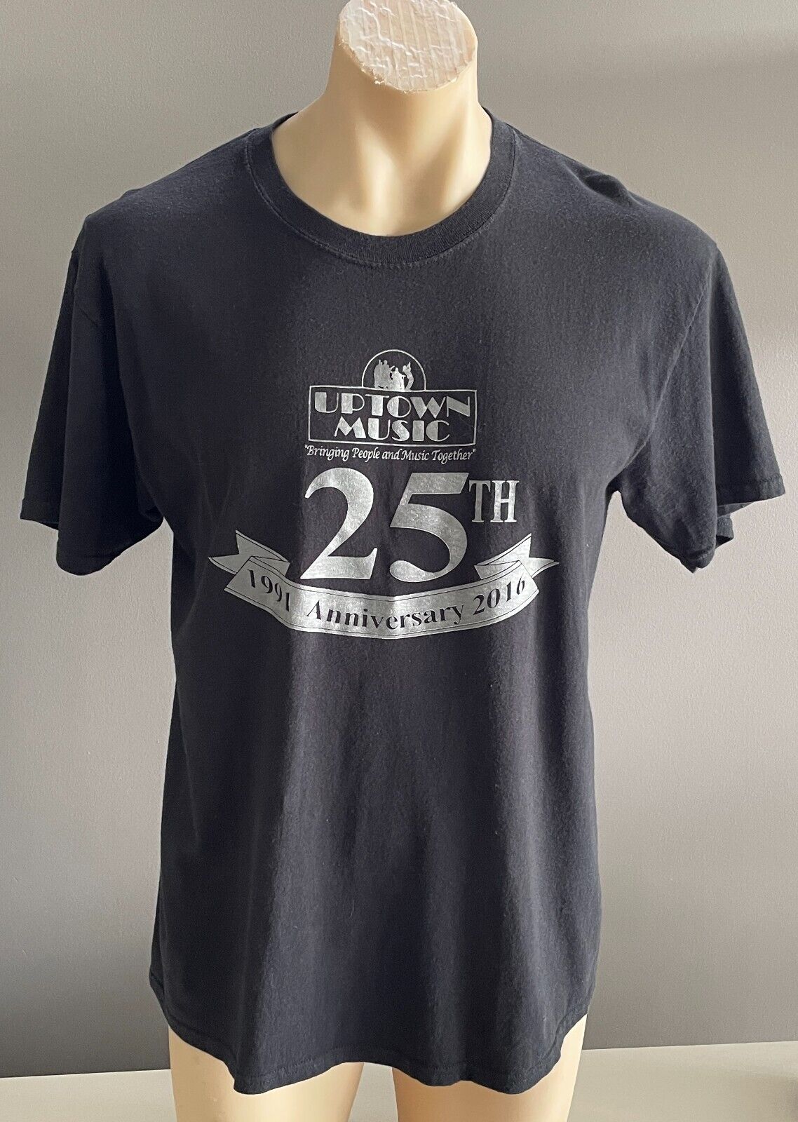 UPTOWN MUSIC 25th Anniversary T-Shirt PORT and COMPANY Black Short Sleeve Mens L