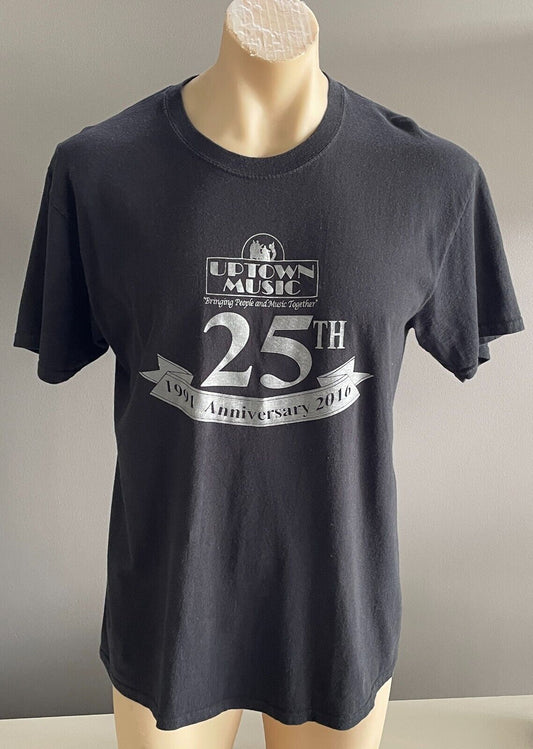UPTOWN MUSIC 25th Anniversary T-Shirt PORT and COMPANY Black Short Sleeve Mens L